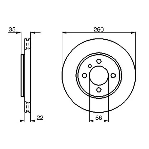 BOSCH Fren Diski Havalı Ön 260Mm 0986478036