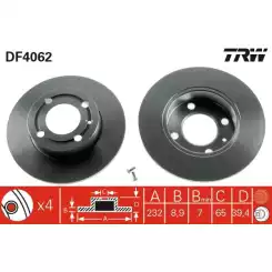 TRW Arka Fren Diski Düz DF4062