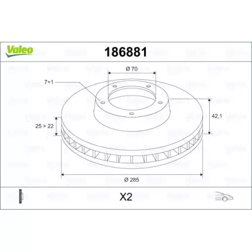 VALEO Ön Fren Diski Havalı 285mm 186881