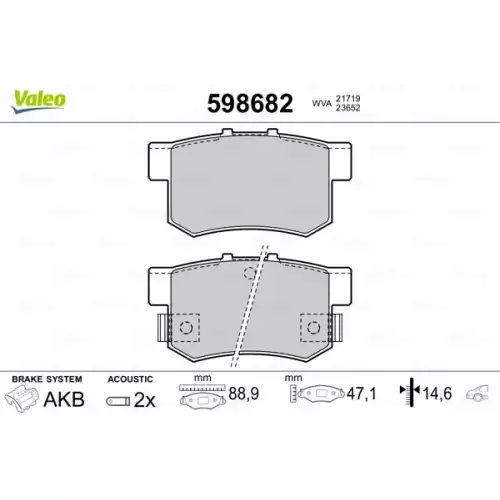 VALEO Arka Fren Balatası Tk 598682