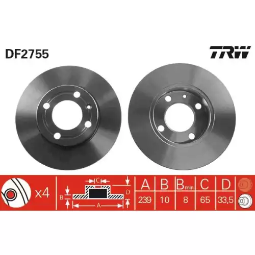 TRW Ön Fren Diski 239.4.mm DF2755