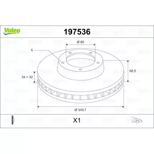 VALEO Ön Fren Diski Sağ 350 Mm 197536