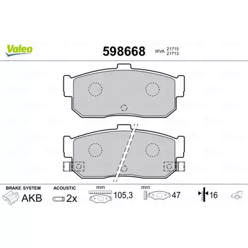 VALEO Arka Fren Balatası Tk 598668