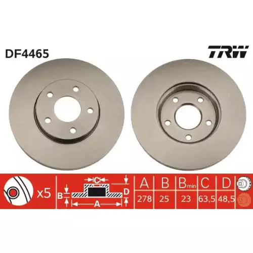 TRW Ön Fren Diski 280mm Takım DF4465