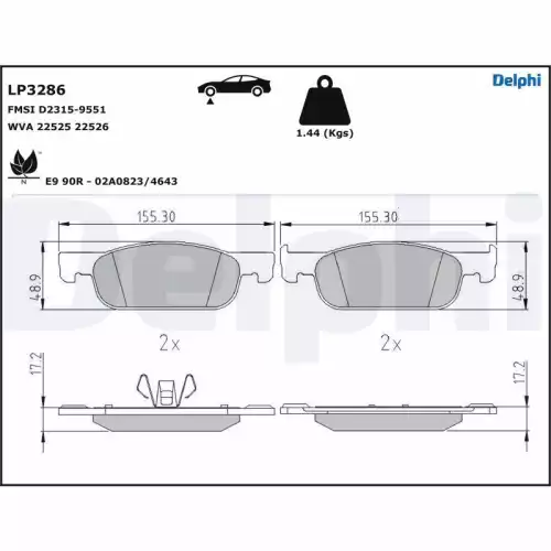 DELPHI Ön Fren Balatası Büyük Tip LP3286