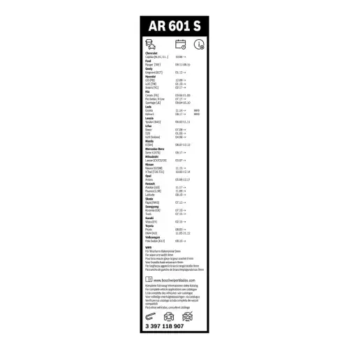 BOSCH Ön Cam Silecek Süpürgesi Takım Aerotwin 600/400mm 3397118907