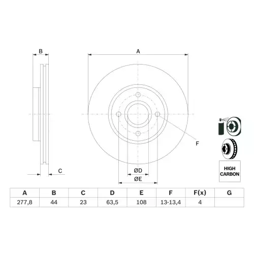 BOSCH Ön Fren Diski (2784) 0986479659