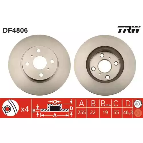 TRW Ön Fren Diski Havalı 255.4mm DF4806