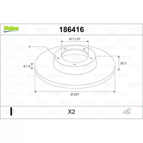 VALEO Fren Diski Arka Takım 186416