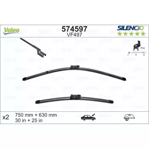 VALEO Ön Cam Silecek Süpürgesi Flat Blade X2 Vm497 750+630 574597