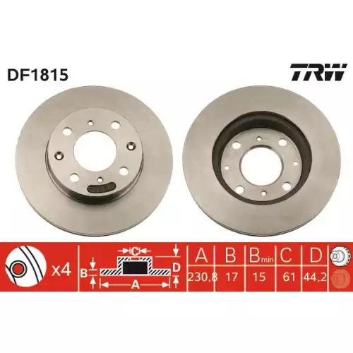 TRW Ön Fren Diski Havalı 231.4mm DF1815