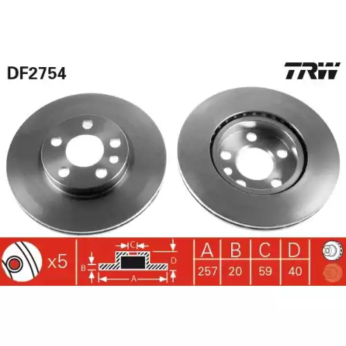 TRW Ön Fren Diski Havalı DF2754