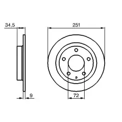 BOSCH Arka Fren Diski Düz 251.5Mm 0986479208