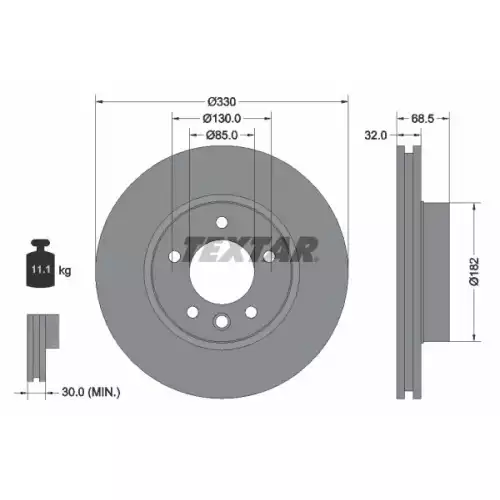 TEXTAR Ön Fren Diski Sağ 330 Mm 92121605