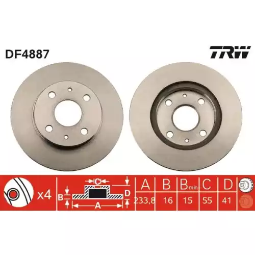 TRW Ön Fren Diski Havalı 234.4mm Takım DF4887