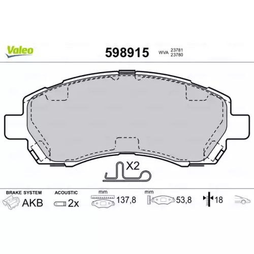 VALEO Ön Fren Balatası Tk 598915