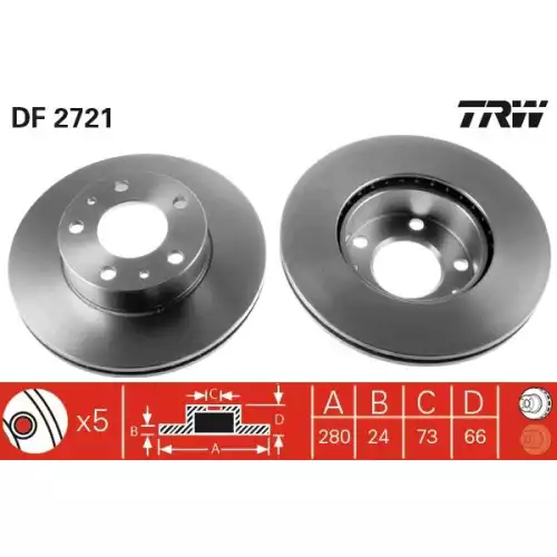 TRW Ön Fren Diski Havalı 280mmmm DF2721