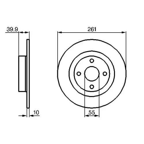 BOSCH Arka Fren Diski Düz (2614) 0986479128