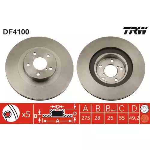 TRW Ön Fren Diski Havalı 275.5mm DF4100