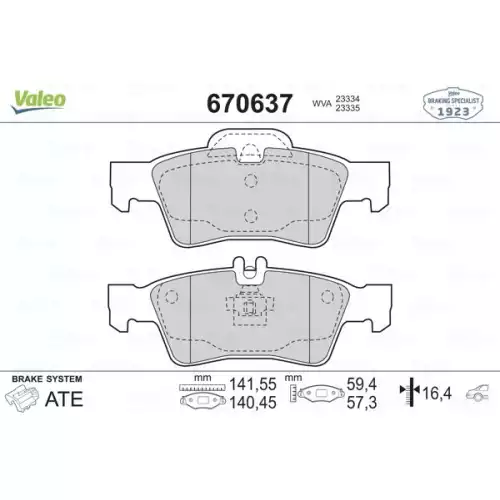 VALEO Arka Fren Balatası Tk 670637