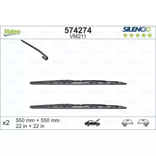 VALEO Ön Cam Silecek Süpürgesi Takım Sılencıo 550 550mm 574274-116342