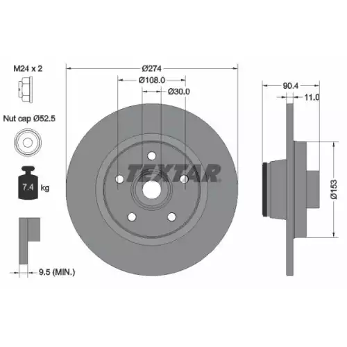 TEXTAR Arka Fren Diski 92196203