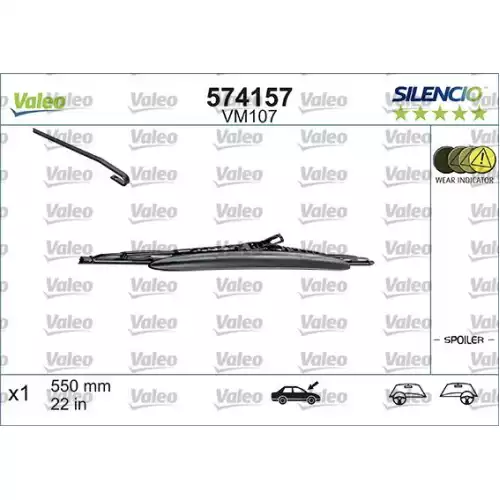 VALEO Silecek Süpürgesi Sılencıo Spoylerli X1 Vm107 550mm 574157