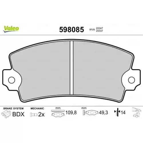 VALEO Ön Fren Balatası Tk 598085