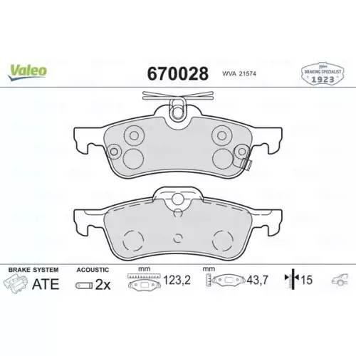 VALEO Arka Fren Balatası Tk 670028