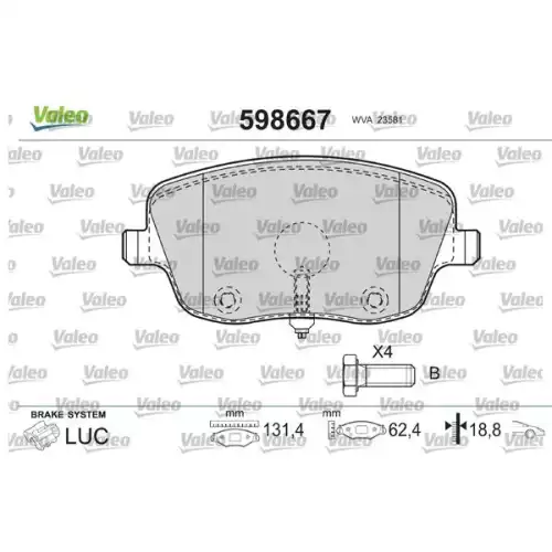 VALEO Ön Fren Balatası Tk 598667