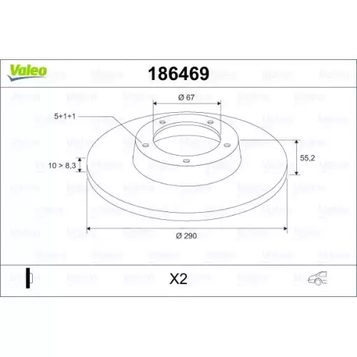 VALEO Arka Fren Diski Takım 186469