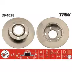 TRW Arka Fren Diski Düz DF4038