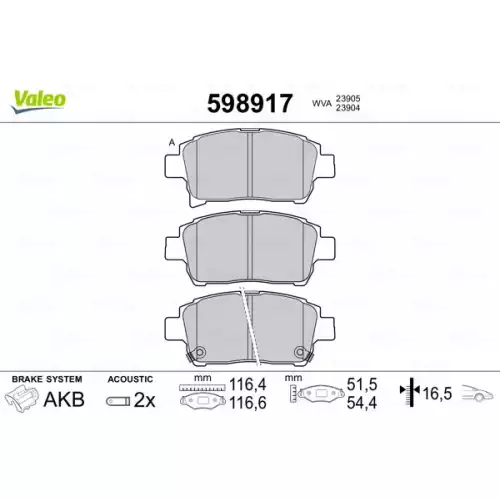 VALEO Ön Fren Balatası Tk 598917