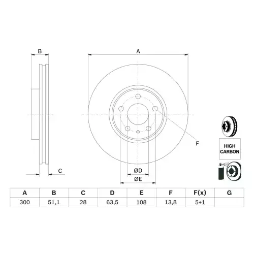 BOSCH Ön Fren Diski Adet 0986479D85