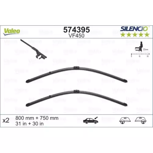 VALEO Silecek Süpürgesi Sılencıo Flat Blade X2 Vm450 574395