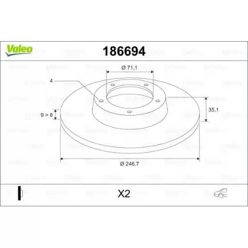 VALEO Fren Diski Arka Takım 186694