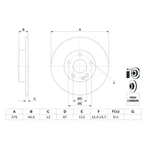 BOSCH Fren Diski Ön Adet 0986479185