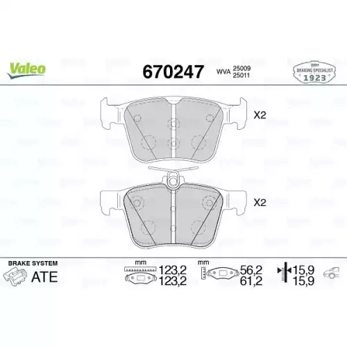 VALEO Arka Fren Balatası Tk 670247