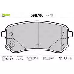 VALEO Arka Fren Balatası Tk 598706