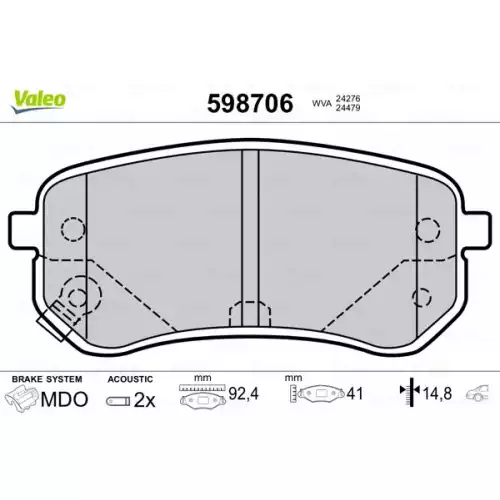 VALEO Arka Fren Balatası Tk 598706