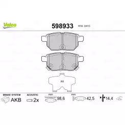 VALEO Arka Fren Balatası Tk 598933