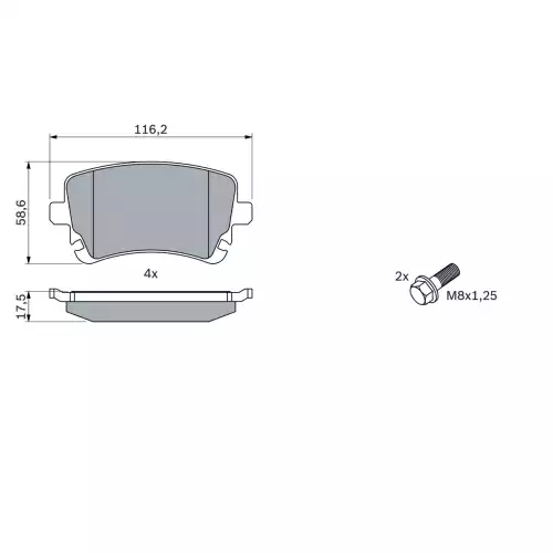 BOSCH Arka Fren Balatası Fişsiz 0986494303