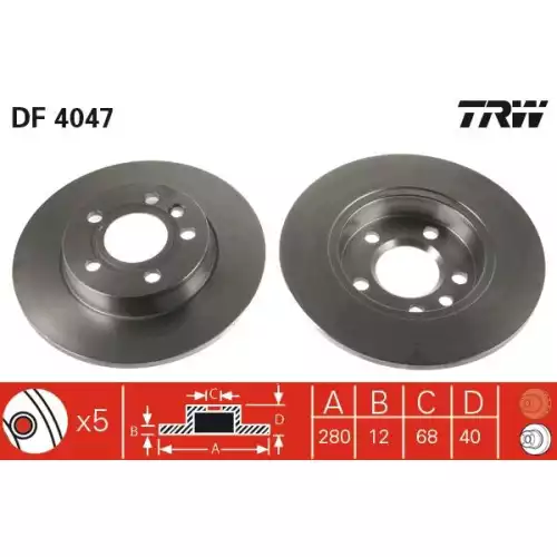 TRW Arka Fren Diski Düz DF4047