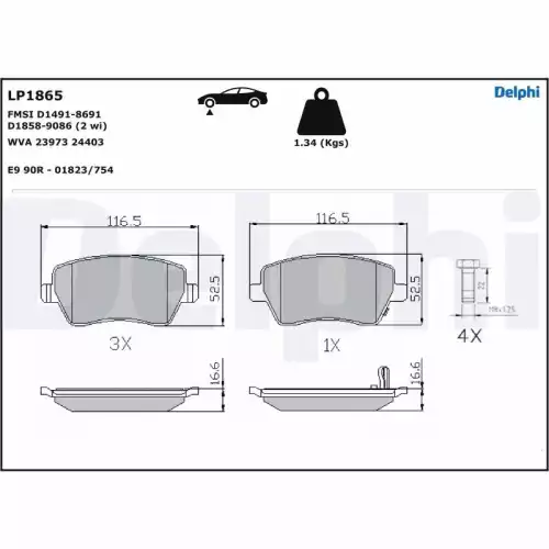 DELPHI Ön Fren Balatası Tk LP1865