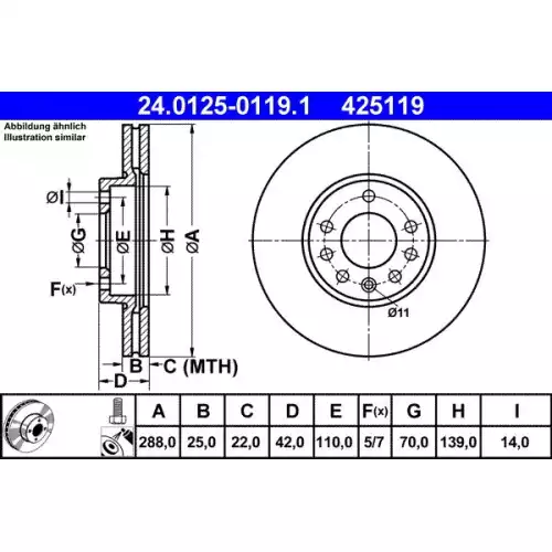 ATE Ön Fren Diski Takım 24.0125-0119.1