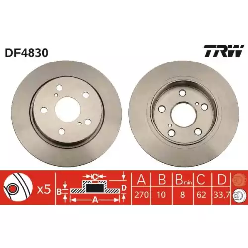 TRW Arka Fren Diski Düz Takım DF4830