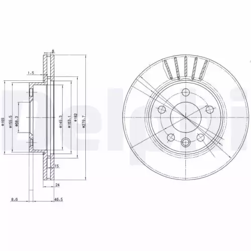 DELPHI Ön Fren Diski Havalı 280 5 BG3417