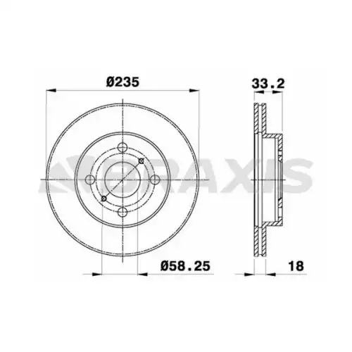 BRAXIS Ön Fren Diski Havalı 235Mm AE0706