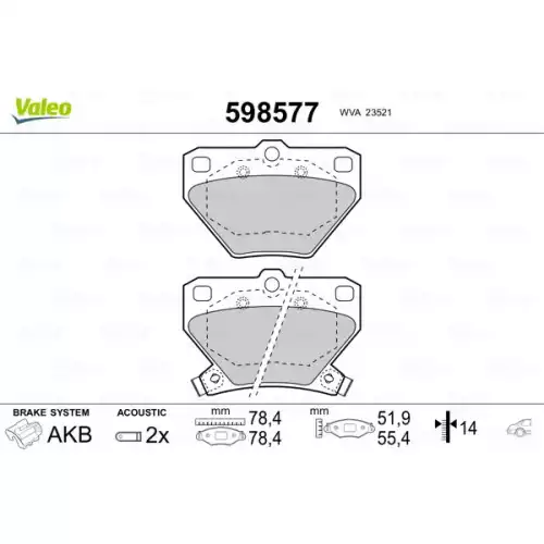 VALEO Arka Fren Balatası Tk 598577