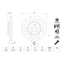 BOSCH Fren Diski Ön Adet 0986479G38